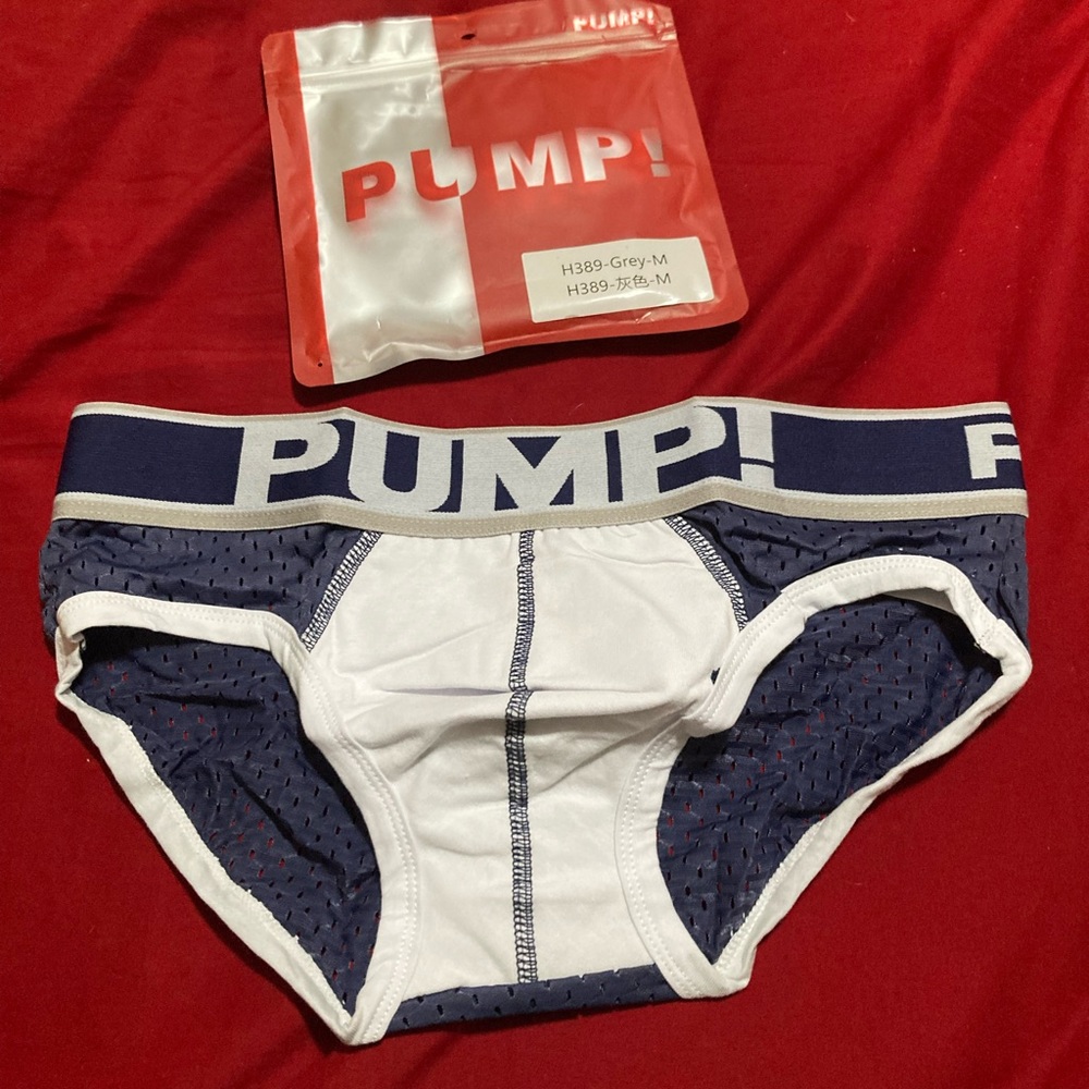 NWT PUMP! Men’s Medium Mesh Briefs Blue And White Amazing Feel Ask About Bundle